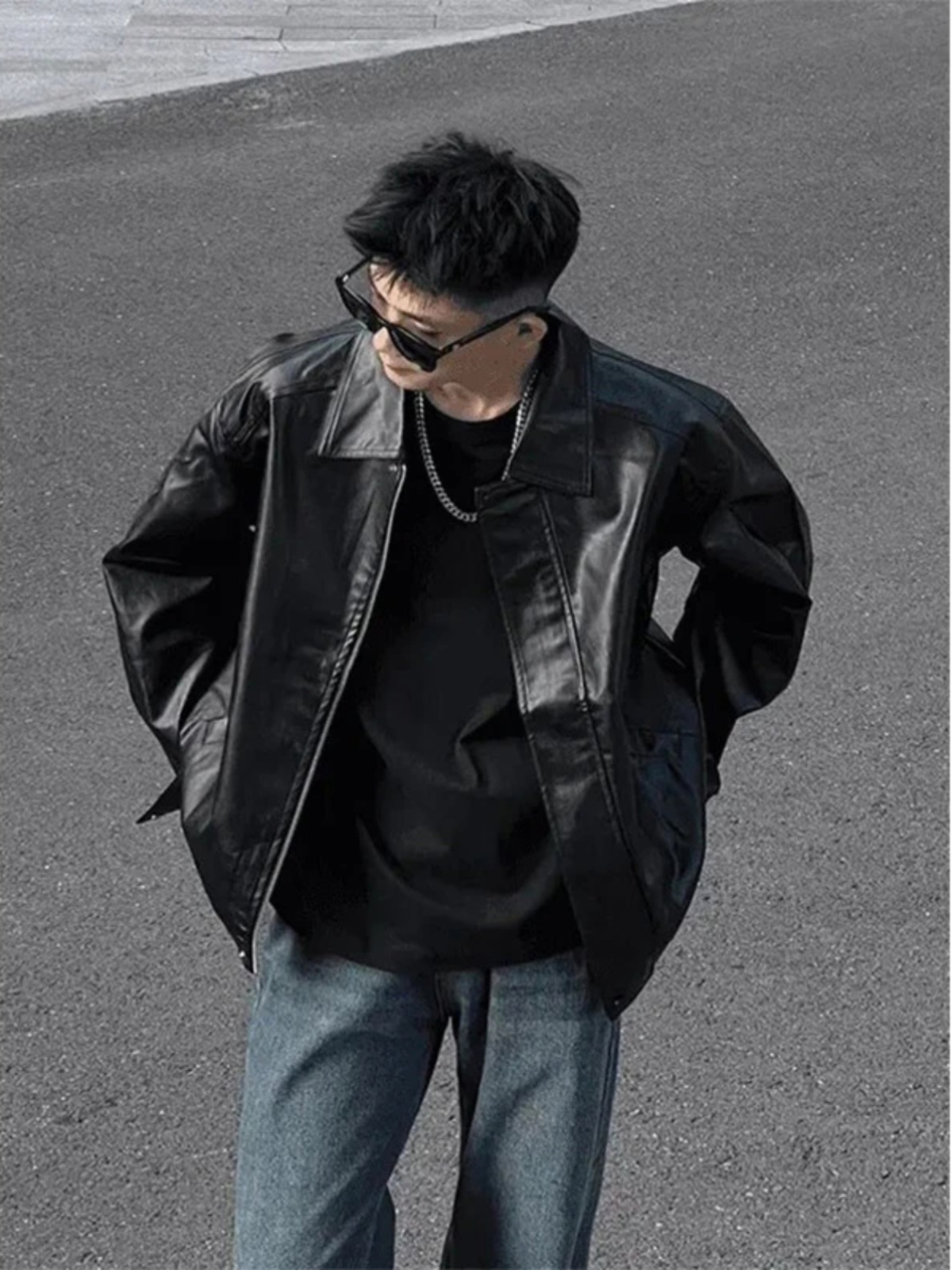 Riding Jacket Leather - Black PU Leather Jacket Men's Short
