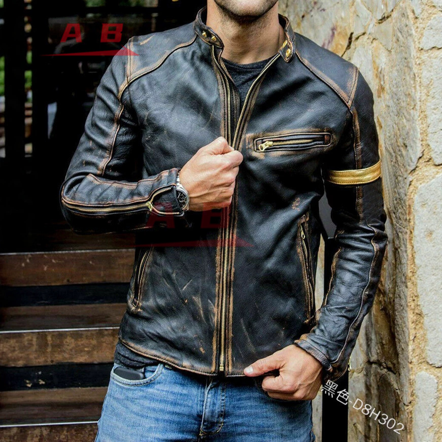 Riding Jacket Leather - Motorcycle Retro Leather Jacket Streetwear Blazer