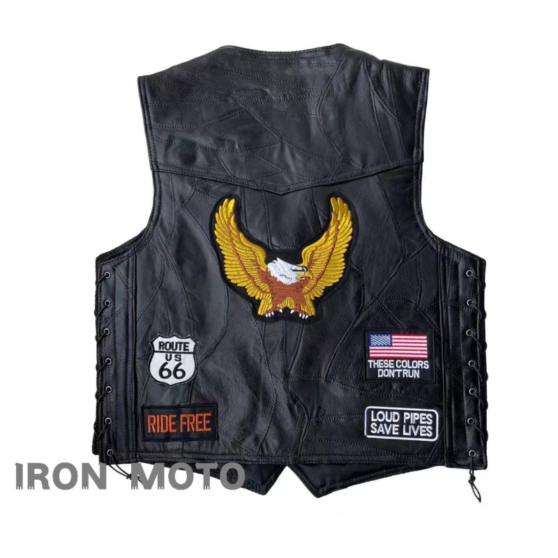 NEW Motorcycle Vests Men Cafe  - Riding Jacket Leather recension och pris