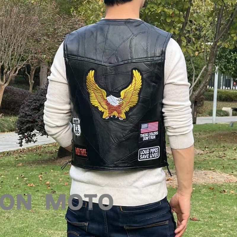 NEW Motorcycle Vests Men Cafe  - Riding Jacket Leather recension och pris
