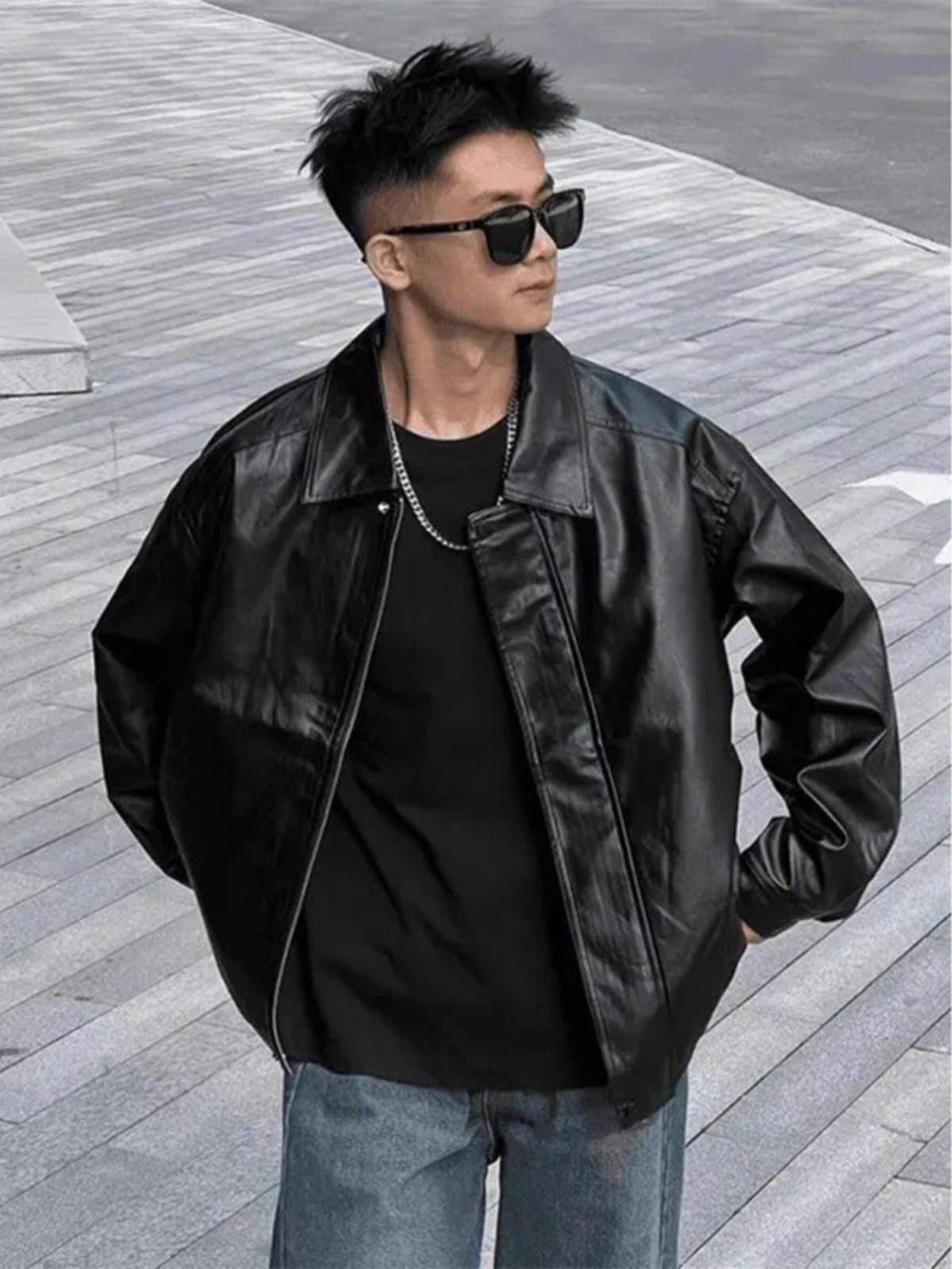 Black PU Leather Jacket Men's  - Riding Jacket Leather recension och pris