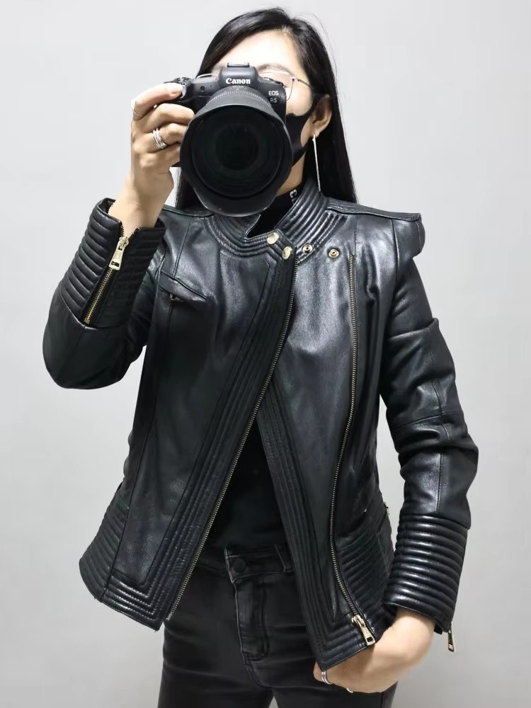 Women Slim Fit Sheepskin Genui - Riding Jacket Leather recension och pris