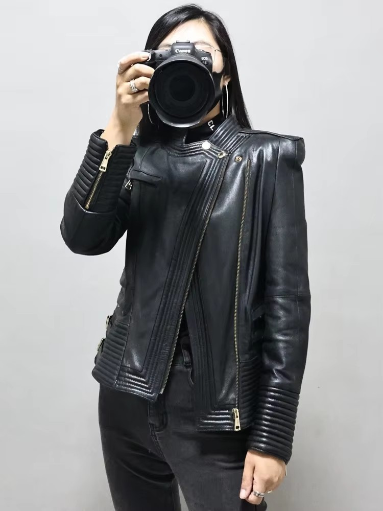 Women Slim Fit Sheepskin Genui - Riding Jacket Leather recension och pris