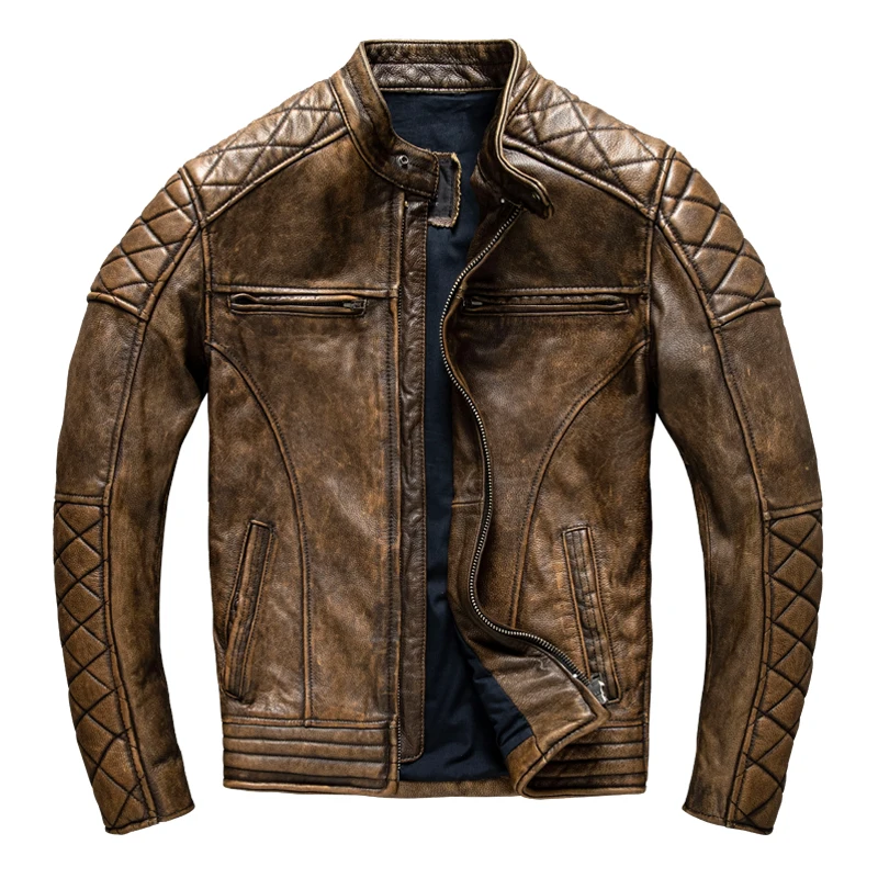 Vintage Men Leather Jacket Yel - Riding Jacket Leather recension och pris
