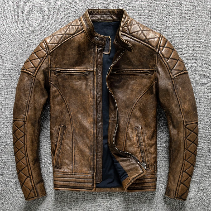 Vintage Men Leather Jacket Yel - Riding Jacket Leather recension och pris