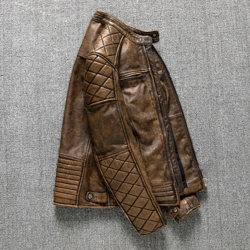Vintage Men Leather Jacket Yel - Riding Jacket Leather recension och pris