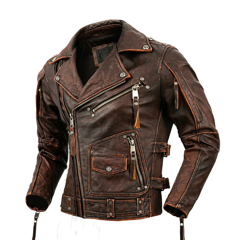 Men's Natural Leather Motorcyc - Riding Jacket Leather recension och pris