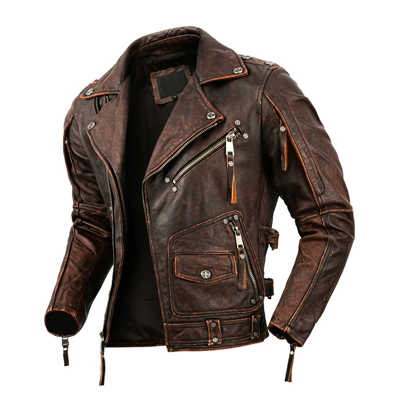 Men's Natural Leather Motorcyc - Riding Jacket Leather recension och pris