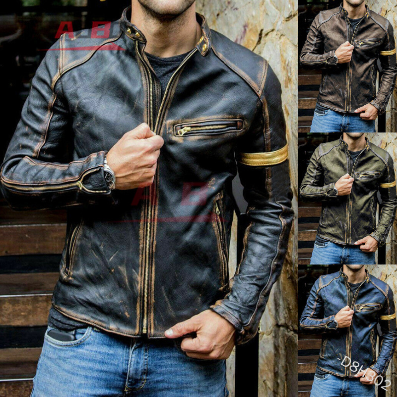 Motorcycle Retro Leather Jacke - Riding Jacket Leather recension och pris