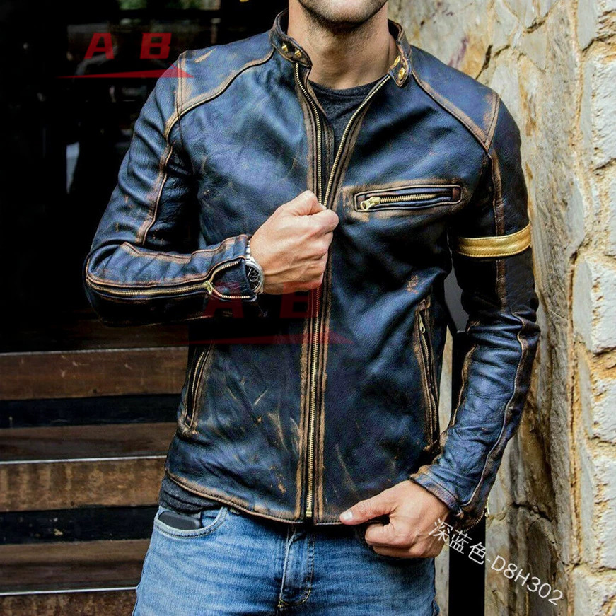 Motorcycle Retro Leather Jacke - Riding Jacket Leather recension och pris